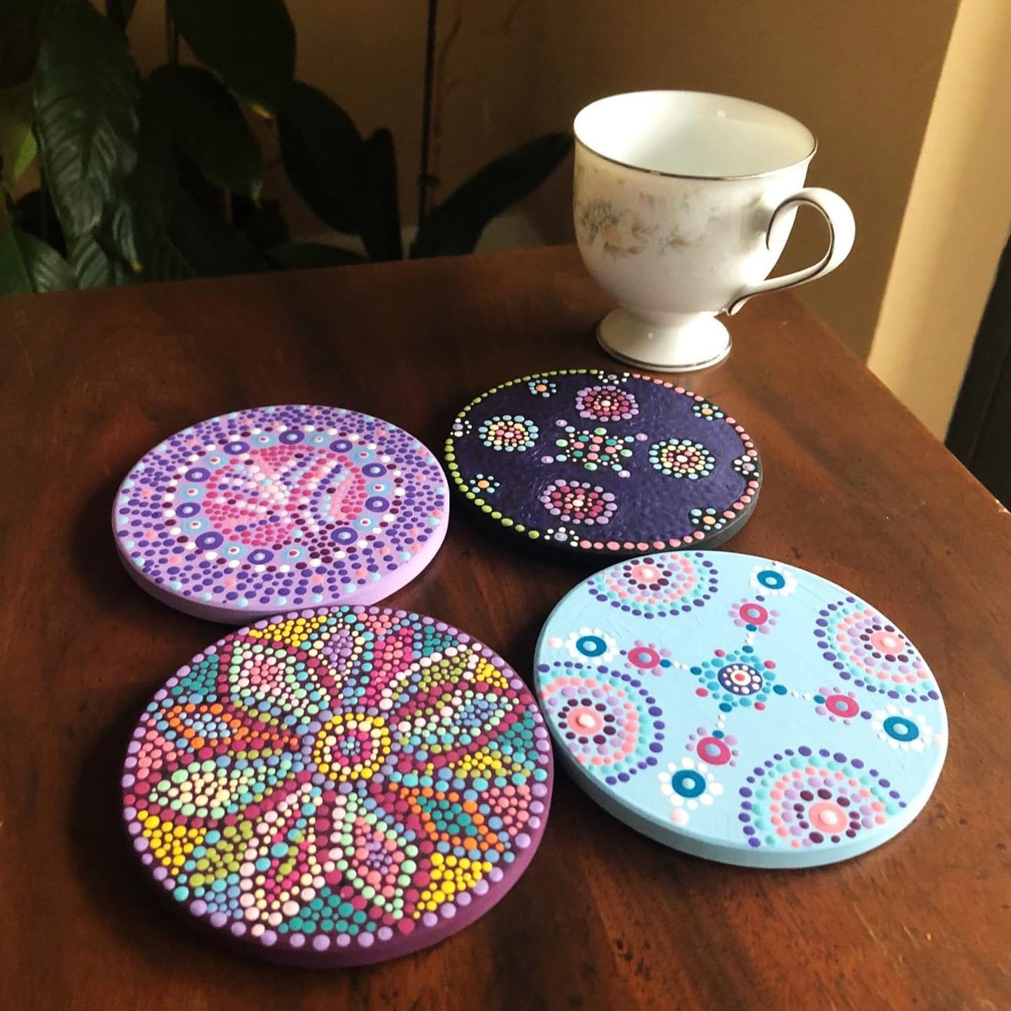 40 Pieces 4 Inch Round Blank Ceramic Coasters, Unglazed Ceramic Tiles Coasters, Ceramic Tiles with Cork Backing Pads for Painting, DIY Crafts, Mosaics, Circular, White.by GNIEMCKIN.