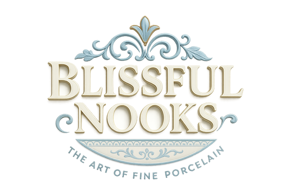 (Blissful Nooks) (Slogan: The Art of Fine Porcelain) , make logo (Combination Mark) , 3D , del backgound